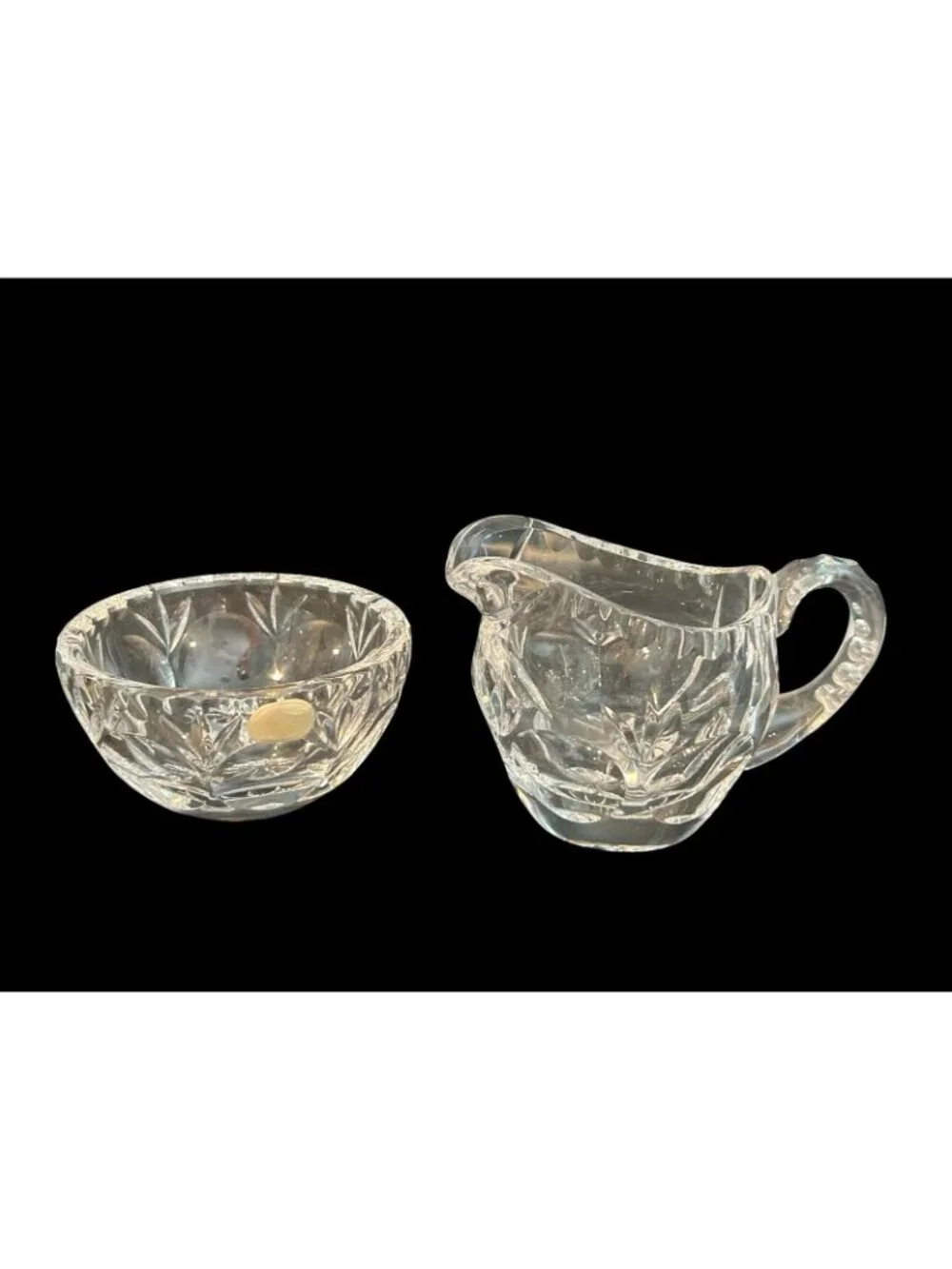 Vintage Heavy Hand Cut Crystal Petite Cream and Sugar Set Quality Collectible